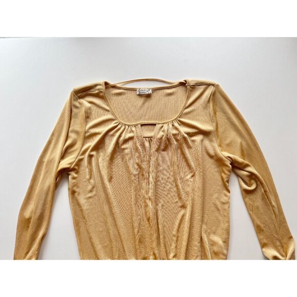 INTIMATELY FREE PEOPLE Kaya Gold Metallic Knit Jersey Keyhole Bodysuit, Size S - Picture 6 of 15
